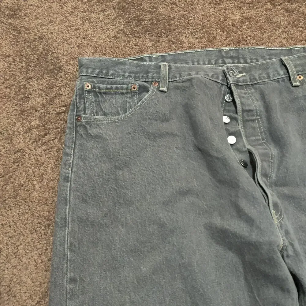 Vintage Levis 501xx Jeans‎ Mens 41 x 30 Light Grey Faded Button Fly Straight Y2K